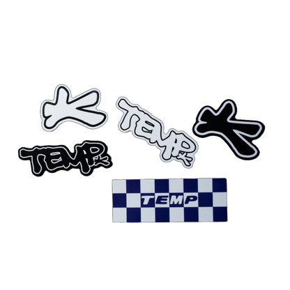 Set of stickers with various designs on a transparent background